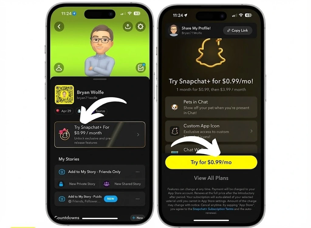 Subscribe Snapchat Plus